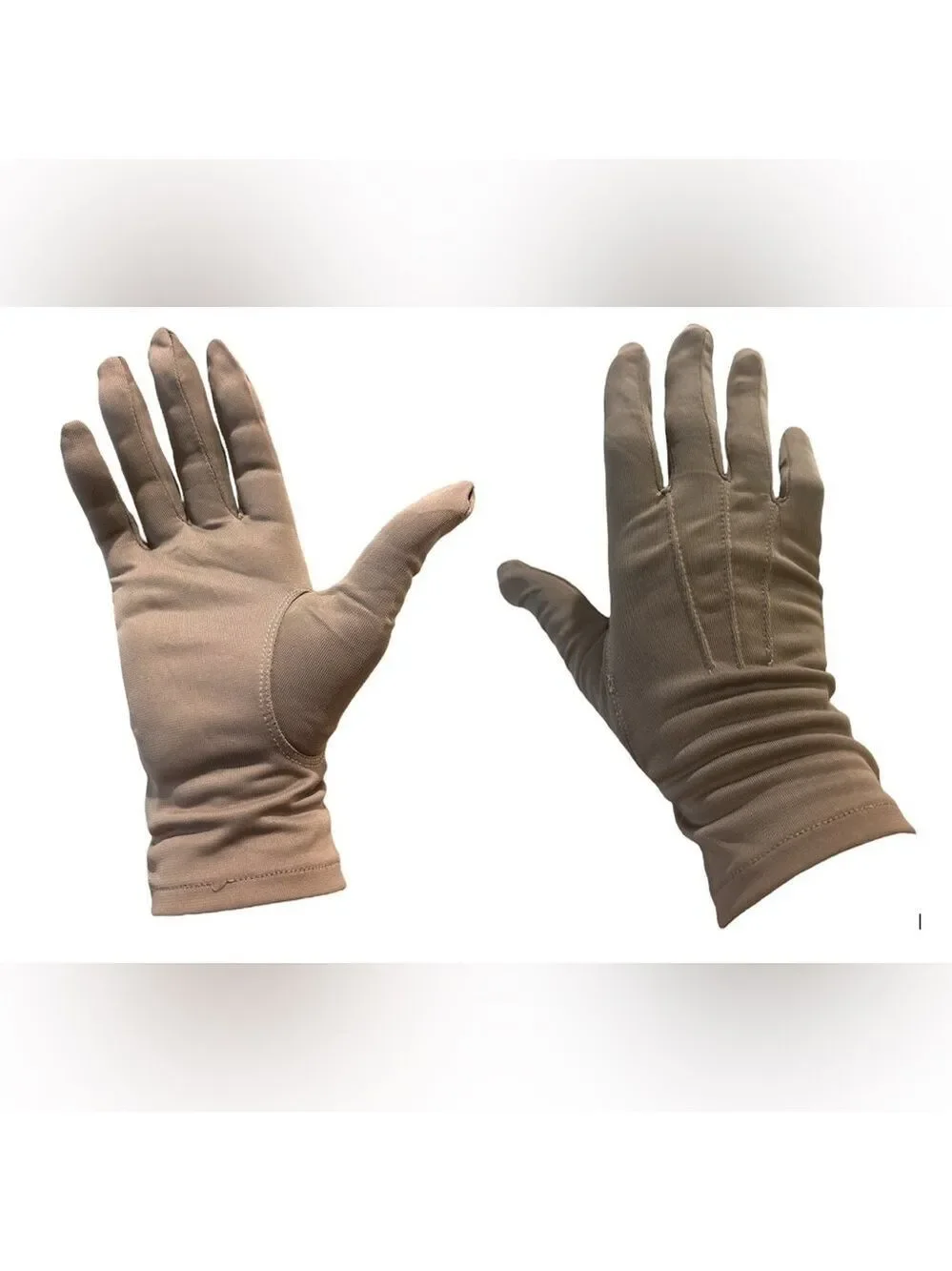 60s GRAY MCM LIGHTWEIGHT RETRO RAYON  CLASSIC WRIST LENGTH GLOVES SZ M